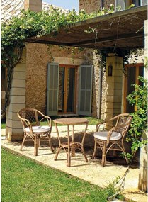 Natúr színű tömörfa-rattan kerti szék Athina – Bizzotto