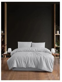 Világosszürke kétszemélyes hosszabbított ágyneműhuzat lepedővel, négyrészes 200x220 cm – Mila Home