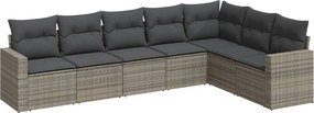 vidaXL 7 részes szürke polyrattan kerti ülőgarnitúra párnákkal