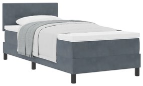 Boxspring Ágy Matraccal Sötétszürke 90x200 cm Bársonyos