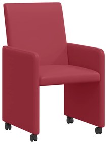 vidaXL Kerekes Étkező Székek 2 pcs bordó 57 x 66 x 94 cm Műbőr