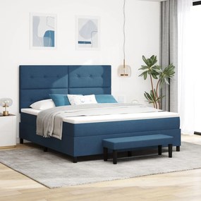 Box Spring Ágy matraccal és padra Kék 180x200 cm Szövet