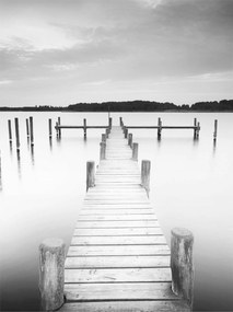 Flizelin fotótapéta Tó fa móló felhős égbolt 184x254 +ragasztó