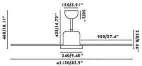 FARO 33461A - Mennyezeti ventilátor ANDROS XL fehér á. 213 cm + távirányítás