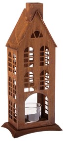 Fém gyertyatartó üveggel Rustik, 30 x 30 x 50 cm, 50 cm