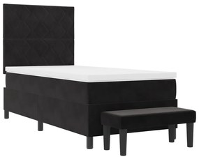 Box Spring ágy matraccal és paddal Fekete 100x200 cm Bársony