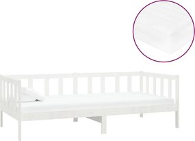 vidaXL fehér tömör fenyőfa dívány matraccal 90 x 200 cm