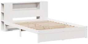 fehér tömör fenyőfa könyvespolcos ágy matrac nélkül 160x200 cm