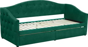 Ágy tárhellyel, 90x200, zöld Velvet szövet, ZASKA