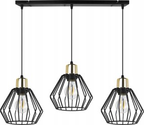 Mennyezeti Lámpa Függeszték Fekete Csillár Hármas Díszléc Loft Modern