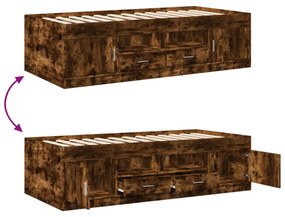 füstös tölgy kanapéágy fiókkal matrac nélkül 100x200 cm
