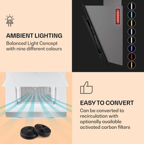 Klarstein Aurora Eco 90, páraelszívó, 69 cm, falra szerelhető, 550 m³/h, A+, érintéses vezérlés, fehér