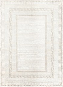 Nappali Szőnyeg Krém Bézs Rojtokkal És Kerettel Kétszintes 160x240 cm