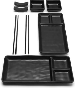 Sushi Edény Szett Tányérok Japán Ázsiai Fekete 8 Db Elegáns