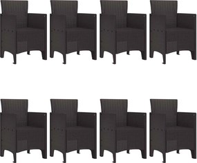 vidaXL Kert étkező szett 9 pcs Barna Polipropilén