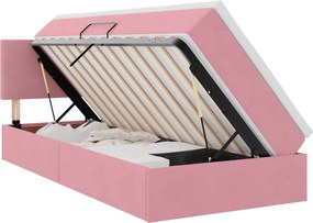 vidaXL Tárolós Ágy matracmal fejtámlával Rózsaszín 90 x 190 cm Bársony