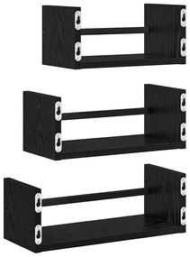 vidaXL Fali polc készlet 3 pcs Fekete tölgy 40x16x14cm Faanyag
