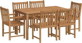 vidaXL 7 részes tömör tíkfa kerti étkezőgarnitúra 150 x 90 cm