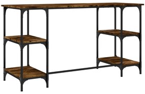 vidaXL füstös tölgy színű fém és szerelt fa íróasztal 140 x 50 x 75 cm