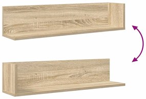 2 db sonoma tölgy színű szerelt fa fali polc 75 x 16,5 x 16,5cm