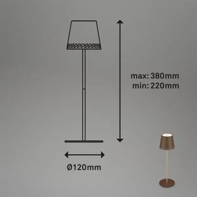 Brilo - KIKI tölthető, érintésvezérelt LED asztali lámpa, 2,6 W/5 V, IP44, 2600 mAh, barna