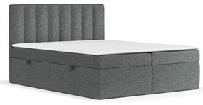 Sötétszürke ágyneműtartós boxspring ágy 160x200 cm Novento – Maison de Rêve