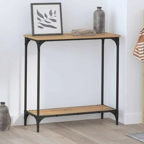 Konzolasztal polcokkal kézműves tölgy 75 x 30.5 x 75 cm Faanyag