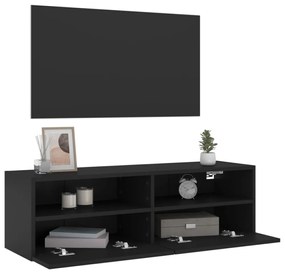 fekete szerelt fa fali TV-szekrény 100 x 30 x 30 cm