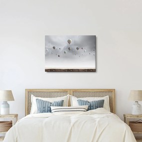 Kép - léggömbök egy téglafal felett (70x50 cm)