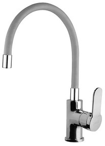 NewArc DOMINO álló mosogató csaptelep króm - SZÜRKE flexibilis kifolyócsővel