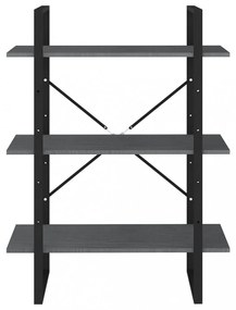 háromszintes szürke tömör fenyőfa könyvszekrény 80x30x105 cm