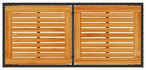 fekete polyrattan akácfa lapos kerti asztal 115x54x74 cm