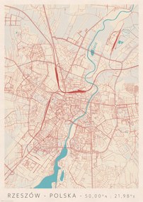 Rzeszów várostérkép poszter A2 42x59,4 cm