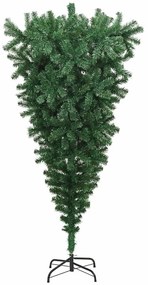 Felfelé álló műfenyő, világítással, gömbökkel Zöld 210 cm PVC