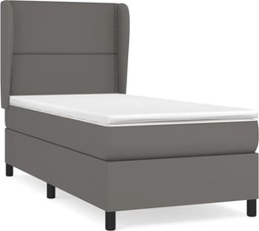 vidaXL szürke műbőr rugós ágy matraccal 90x190 cm