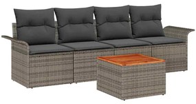 vidaXL Kerti Kanapé Szett párnával 5 pcs Szürke polirattan