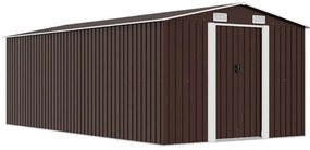 vidaXL barna fém kerti fészer 257 x 489 x 181 cm