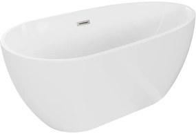 Mexen Eos, szabadon álló kád 170 x 75 cm, fehér, csiszolt acél túlfolyó, 52471707500-97