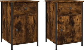 vidaXL 2 db füstös tölgy színű szerelt fa éjjeliszekrény 40x42x60 cm