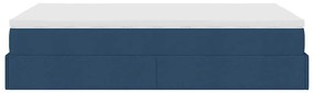 Ottomán ágykeret matraccal kék 120x190 cm szövet