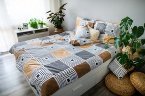 3 részes pamut lepedő Piazza barna 200x140cm+90x70cm TiaHome