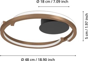 Eglo 901825-LED mennyezeti lámpa MEZZOMONTE 2xLED/20W/230V átm. 48 cm bronz + távirányító