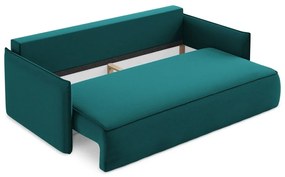 Türkiz bársony kinyitható-tárolóhelyes kanapé 225 cm Hula – Makamii