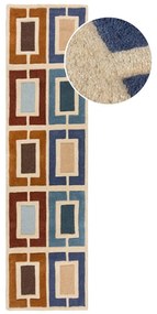 Kék-narancssárga kézi szövésű gyapjú futószőnyeg 60x230 cm Retro Blocks – Flair Rugs