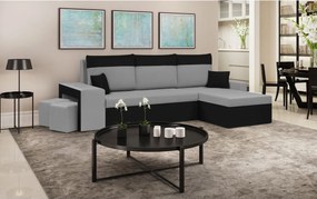 NEVADA Kinyitható sarokkanapé Világosszürke/fekete