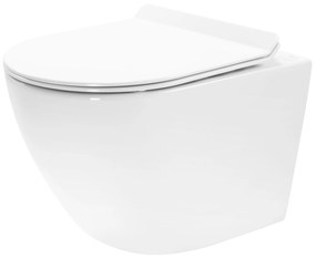 Rea Carter, falra szerelhető keret nélküli WC 49 x 37 cm, duroplast ülőkével, lassan záródó, fehér, REA-C1400