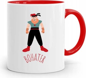 Piros Bögre Gyerekeknek Kis Hős +név nyomott mintával