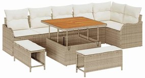 vidaXL Kerti Kanapé Szett párnával tárolóval 9 pcs Beige és krém