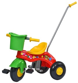 Gyermek pedálos tricikli vezetőrúddal BAYO JUNIOR piros