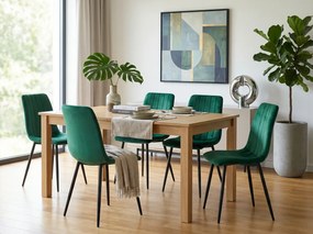 Sötétzöld bársonyszék LAVA BOTTLE GREEN fekete lábakkal